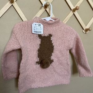Zara baby girl knit pink bunny sweater Easter NWT 6-9 mo toddler winter spring